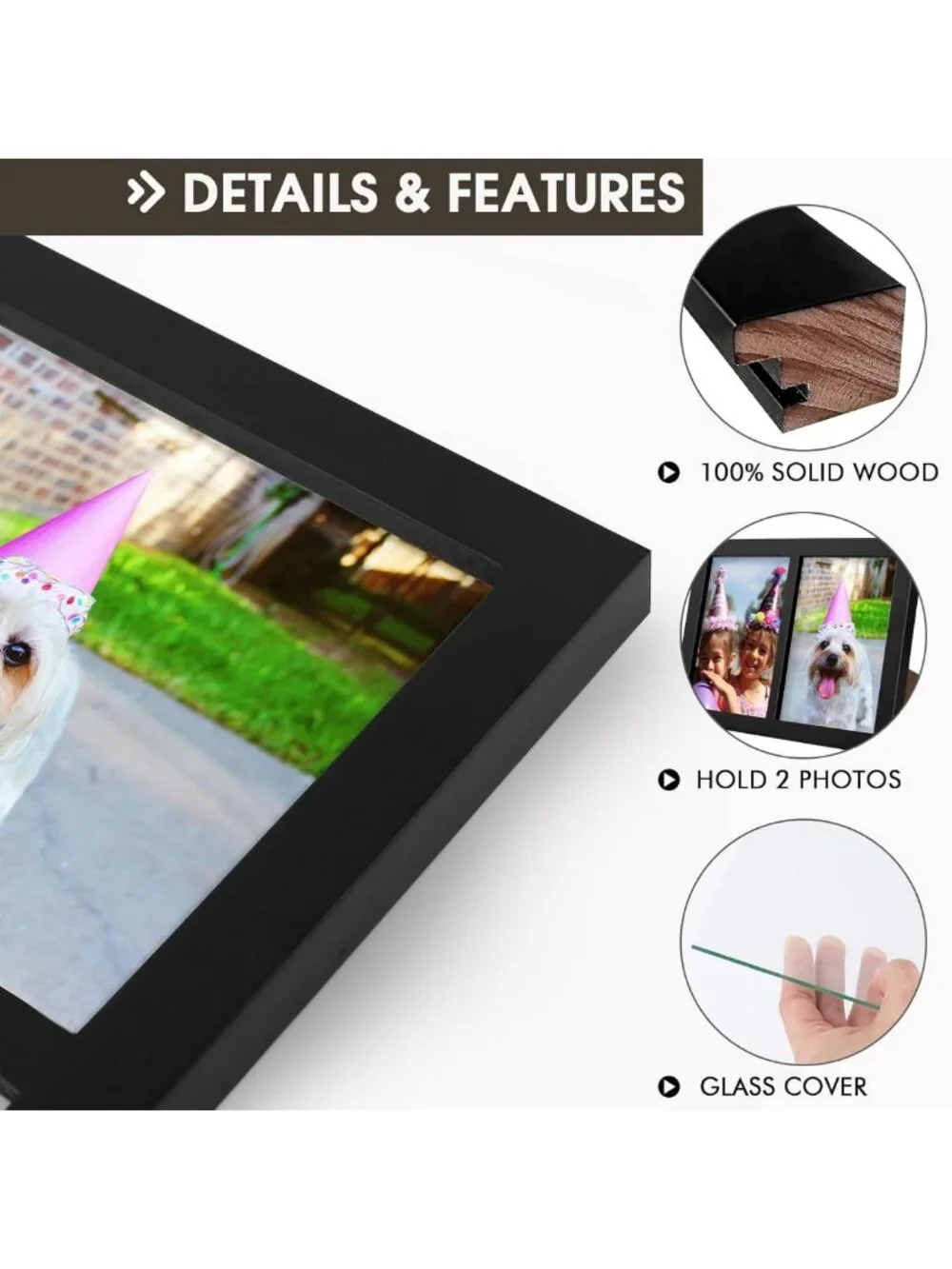 Elegant 5x7 Double Picture Frame for Two Photos - Stylish Black Home Decor